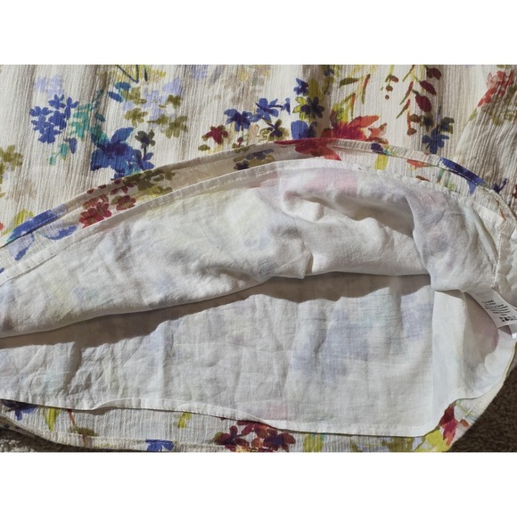 Eddie Bauer Dress Womens Small White Floral 100% Cotton Lined Cap Sleeve Belted - Picture 7 of 10